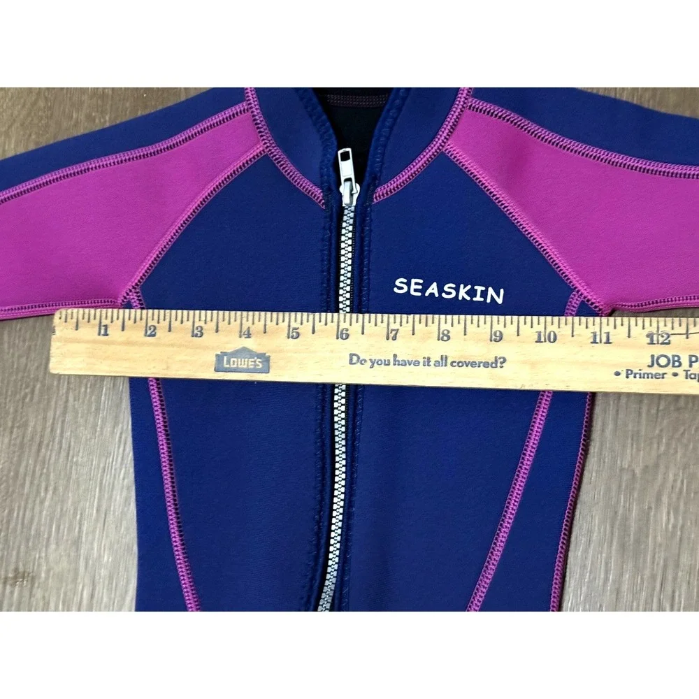 Seaskin 2mm Kids Front Zipper‎ Shorty Diving Suit Navy/Pink Wetsuit Size 2